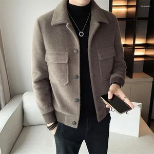 Men's Jackets 2024 Fashion Autumn Winter Short Woolen Coat Wool Men Korean Mink Imitation Jacket Trendy Heavy Clothes Mens Overcoat S-3XL