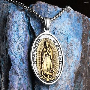 Pendant Necklaces Catholic Guadalupe Powerful Amulet Rose Stainless Steel Men Chain Vintage For Women Jewelry Gifts Wholesale