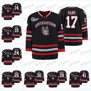 Kob Northeastern Husky Black Hockey Tournament Replica wyjazd Jersey Filipe Ryan Solomon Cayden Primeau Ryan Shea John Picking Jeremy Davies