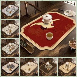 Table Mats Ancient Heat Resistant Tableware Mat Non-Slip Soft Rectangular Bowl Pad Creative Chinese Style Placemat Art Printing Decorations