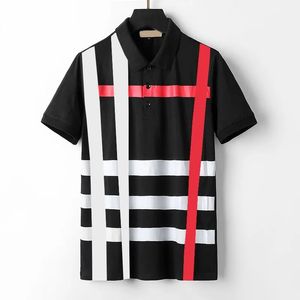 Mens polo Stripe Printing New Designer Men's Fashion Casual High-grade Breathable Slim Businesswear Street Lapel Tops