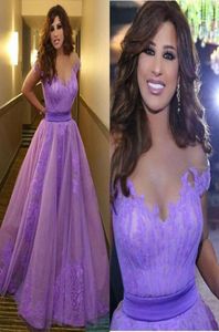 Said Mhamad Purple 2016 Evening Dresses Sheer Neck Lace Applique Floor Length Formal Help Party Evening Gowns Off Shoulder Wear Be9909376