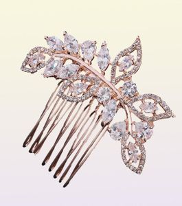 Accessori per matrimoni in oro rosa della moda per la sposa Cristalli di capelli Pettle Hairpoches Belierry per le clip da tiara da donna JCH0993460556