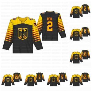 CEOC202 WOMENS GIRMES BLACK IIHF World Championship Jersey 2 Denis Reul 5 Korbinian Holzer 21 Moritz Seider 29 Leon Draisaitl Hockey Jerseys