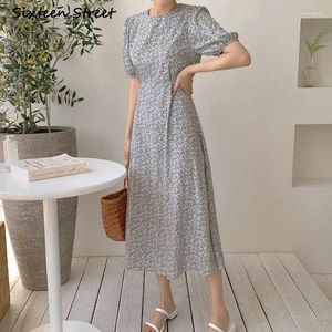 Платья для вечеринок для женщин в стиле Retro Retro Floral Plore высокая талия короткие рукава vestido de mujer y2k feminino elegant