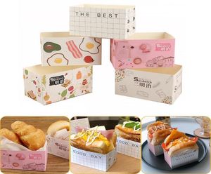 50st Cake Packaging Bagsand Wrapping Paper Tjockt ägg Toast Breat Breakfast Packaging Box Burger Oil Paper Paper Tray 2010156865488