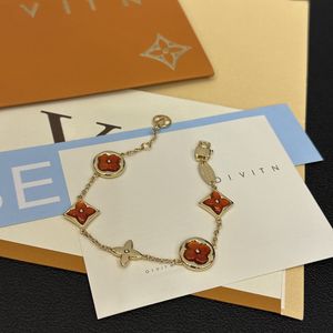 Luxury 18k Gold-Plated Bracelet Luxury Brand Designer High-Quality Red Gemstone Bracelet High-Quality Romantic Love Gift With Box Wedding Party Boutique Gift
