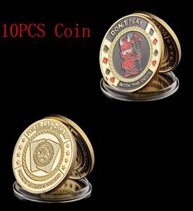 10st Token Poker Craft Chip Don039T Spela med Devilquot Casino Gold Plated Challenge Coin2185952