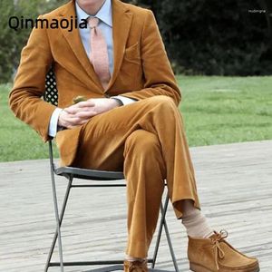 Men's Suits Elegant Man For Casual Wedding Men 2024 Youth Two Piece Suit Suede Single Breasted Male Costume