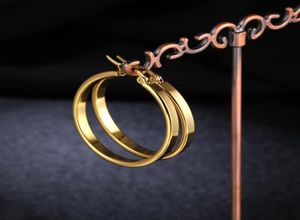 Diameter 35mm Gold Color Stainless Steel Round Hoop Earrings Ladies NighClub Jewelry Party Accessories Gift Orecchini Cerchio Hu6414626