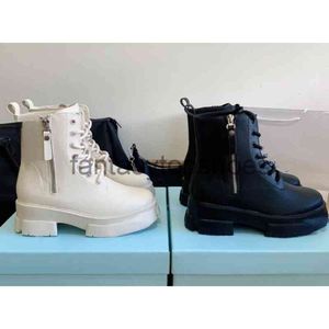 Praddas Pada Prax Prd p Family High Boots Brand Top Fashion Leather Boots and Winter New Lace Up Side Zipper Martin