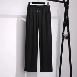 Pantaloni femminili primaverili ed estate plus size alla moda larghi 7xl 6xl 5xl 4xl ad alta vita Donne sciolte casual pantaloni dritti a nove punti.