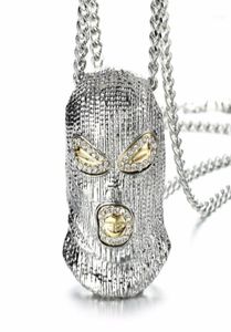 Collane a pendente hip hop csgo collana in stile rock bling out rhinestone oro color maschera tramastro maschi