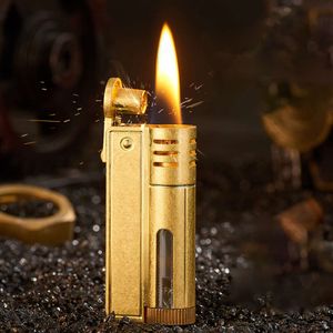 Vintage Oil Lighter One Key Ignition Transparent Without Gas Box Cigarette Kerosene Lighter