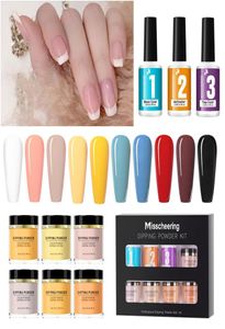 6 ColorsSet Suit Package Dipping Powder Kit Nail Art Glitter ingen bakning Ljus fransk tips och vit9346317