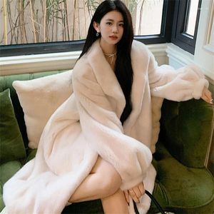 Women's Fur 2024 Fashion Women Winter Jacket Puff Sleeve Imitation Mink Coat Outdoors Warm Casual Long Parkas