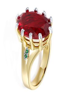 Regalo di Natale per moglie Big Oval Oval Red Zirconia Ring Goldgolor 2 tono Anniversario di lusso grande gioielli in pietra99979034