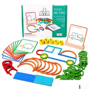 Caixas Armazenamento de madeira Vacadas criativas de madeira e anéis Puzzle Intelligence Game Montessori Toys educacionais da primeira infância para crianças 3 anos otajx