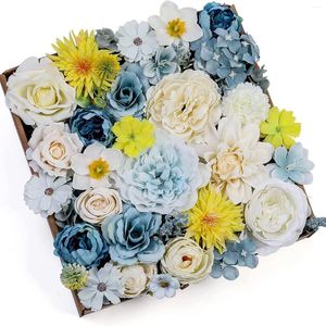 Decorative Flowers Artificial Combo Dahlia Silk Fake Roses For DIY Wedding Bouquets Party Bridal Home Decorations