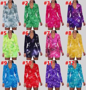 Designer Women039S Tracksuits Pyjama Nightwear PlaySuit Workout Button Skinny Cartoon Print Pants Vneck Short Onesies Rompers4696533