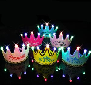 LED Light King Princess Birthday Party Hat Crown Vuxen Barn Party Dress Up Pannband för Bachelorette Hen Party Event Supplies 5208671