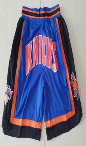 Шорты баскетбола Knicks Blue Justin White вышитый карман1524810