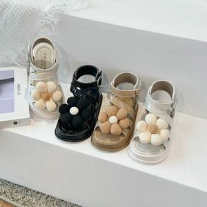 Sandals Roman Child for girls 2024 Fashion flower shoes kids Beading children Beach summer Sandal Princess shoe H240504