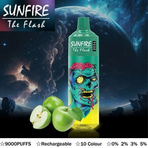 Oryginalne Sunfire Tornado Puff 9000 15000 Rand 9K M Djeńskie Vape 600MAH ładowalne e-papierosy 18 ml Vape 0/2/3/5% RGB Light 10 Flavour Mesh Vapor Pasek we Francji FR