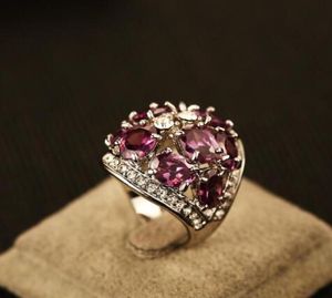Модная личность драгоценный камень аметист женский имитация платинового кольца преувеличенное модное модное женское женское кольцо. Случайные украшения R8010779