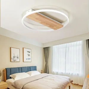 Ceiling Lights Postmodern Wooden LED Lamp Round Modern Bedroom Log Room Dining Solid Wood Light