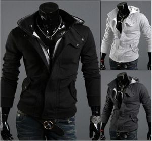 Ny mode Men039S Casual Hooded Cardigan Jacka Coat Man Ytterkläder Kläder 212 Black Dark Grey Light Gray7870221