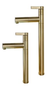 Brushed Gold Rotatable Basin Faucet 100 Brass Round Bathroom Faucet Cold Black Water Mixer Tap3297374