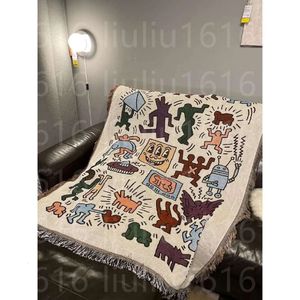 بطانيات مشتركة أمريكية الاتجاه Keith Haring Graffiti Master Illustrator Single Sofa Tapestry غطاء غطاء غير رسمي
