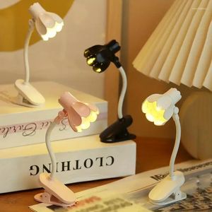 Lâmpadas de mesa LED FLOR FLOR FLORESTE Small Book Lamp Mini Reading Light With Clip Desktop Decorative, incluindo baterias