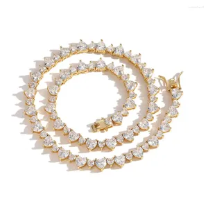 Correntes Eyika Hiphop Icepou o cluster de zircão grande colar de formato de coração para homens para homens joias de luxo em cor de tênis de cor de prata ouro jóias de luxo