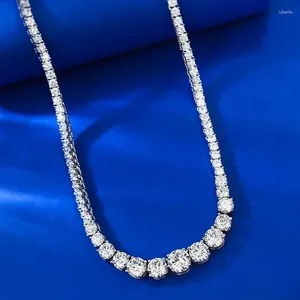 Catene Tennis Moissanite Diamond Necklace Real 925 Sterling Silver Party Chocker per le donne Giochi di gioielli a sospensione