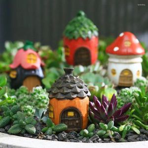 Dekoratif Figürinler Yaratıcı Reçine Bahçesi Mantar Çiçek Pinecone House Bonsai Dekorasyon Mikro Peyzaj Süsleri