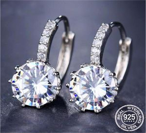 Original 100 925 Sterling Fashion Luxury Round Shining 20ct Lab Diamond Zircon Drop Crystal Zircon Big Earrings Trendy Accessori2515892