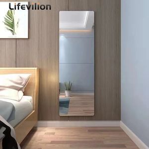 4Pcs Acrylic Mirror Wall Stickers Thicken2mm Sheeting Decor Selfadhesive DIY Sticker for Wardrobe Bathroom Home 240429