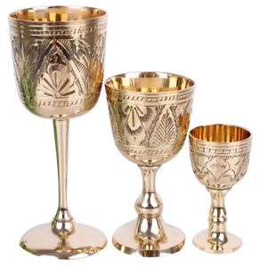 Pakistan Pure Brass Ving Glass Classical Set Cup Handmiterad liten bägare Hushåll Koppar 240430