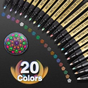 1020 Color Metallic Paint Marker Pen Permanent Writing Rock Painting Po Album Scrapbook Glass Wood Canvas Card Art marker 240429