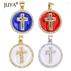 Pendant Necklaces JUYA 2.7g Copper Round Necklace For Women Cross Zircon Diy Accessories Making Supplies Jewelry Findings Components