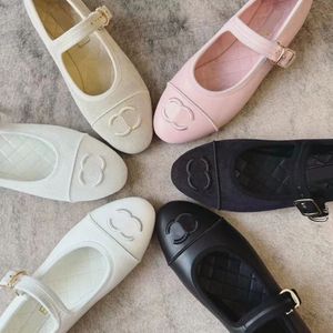 Top quality Cloth Mary Jane Ballet flat shoes fashion strap sandal loafers womens flat Dress shoes Luxury designer shoes Office shoes Black white