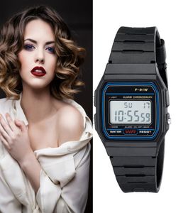 F91W Classic Water Resist Silicon Strap Digital Sport Watch fashion thin LED watches Quartz movement ouc261B5510711