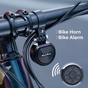 Bike Alarm Electric Horn Wireless Remote Control Waterproof Anti-Theft Adjustable 80-120dB Sound Rechargeable Bicycle Horn MTB 240418