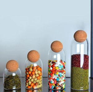 Ball Cork de chumbo com garrafa de vidro tanque de armazenamento latas latas de frutas secas de frutas latas de chá transparentes