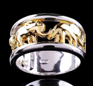 YWOSPX 2021ボヘミアンの男性の金と銀色の象のリング男性のための結婚指輪のコミットメントAnillos Bijoux6710296
