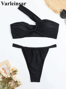 Women's Swimwear 2024 Sexy One Shoulder High Leg Cut Bikini Female Swimsuit Women Two-pieces Set Bather Bathing Suit Swim V5311