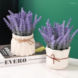 Dekorative Blumen 1 Bündel künstlicher Lavendel romantische Provence Hochzeit Plastik Vase für Muttertag Wohnkultur gefälschte Pflanze