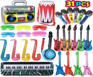 Altre forniture per feste di eventi 31 pezzi di giocattolo rock star gonfiabile set 80s Music Instruments Props Decorations6 Guitars 6 MicroPhon5737401